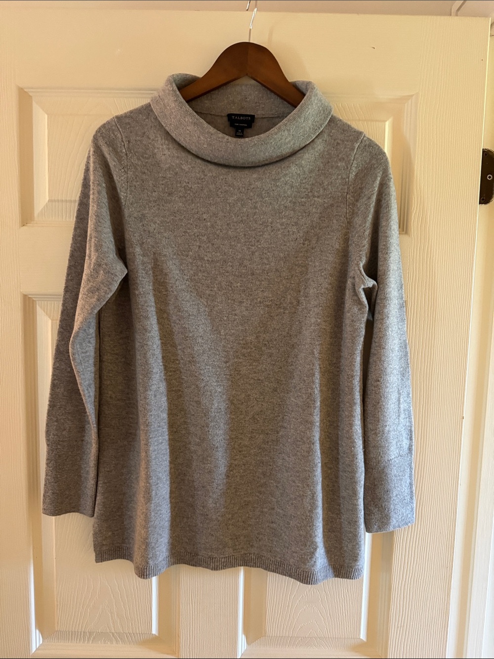 Talbots Light Gray 100% CashmereFunnel Neck Sweater